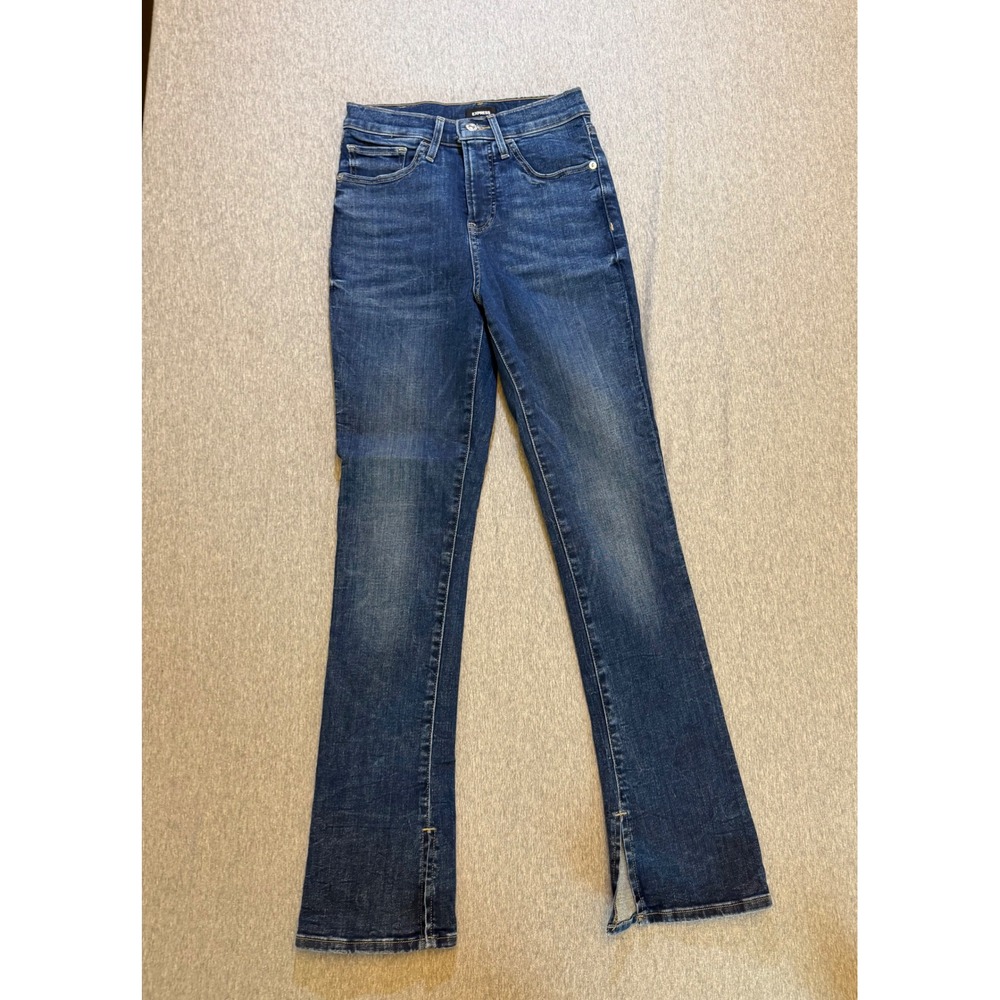 Express Skyscraper High Rise Medium Wash Jeans with Side Slits Size 4R
